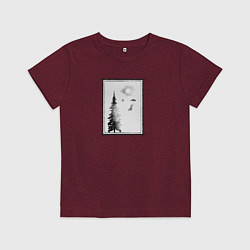 Футболка хлопковая детская Лисье путешествие, цвет: меланж-бордовый
