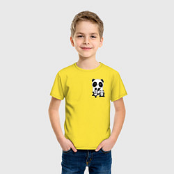 Футболка хлопковая детская Панда с малышами в кармане, цвет: желтый — фото 2