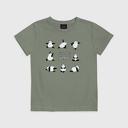 Футболка хлопковая детская Панда - йога, цвет: авокадо
