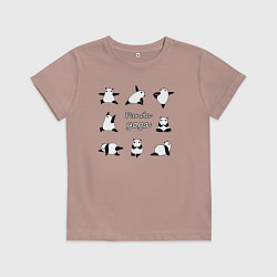 Футболка хлопковая детская Панда - йога, цвет: пыльно-розовый