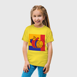 Футболка хлопковая детская Тыква трехцветная винтаж, цвет: желтый — фото 2