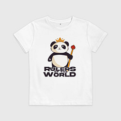 Футболка хлопковая детская Панда - Правители Мира, цвет: белый