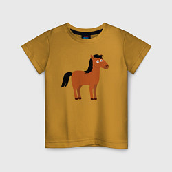 Футболка хлопковая детская Забавная лошадь, цвет: горчичный