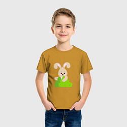 Футболка хлопковая детская Кролик в лесу, цвет: горчичный — фото 2
