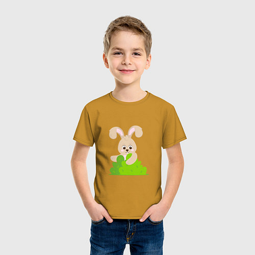 Детская футболка Кролик в лесу / Горчичный – фото 3