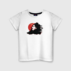 Футболка хлопковая детская Женщина вампир и красная луна, цвет: белый