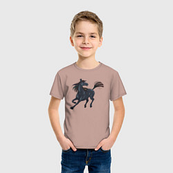 Футболка хлопковая детская Лошадь мустанг, цвет: пыльно-розовый — фото 2