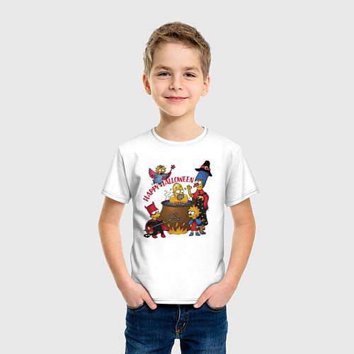 Детская футболка Семейка Симпсонов варит в адском котле главу семей / Белый – фото 3