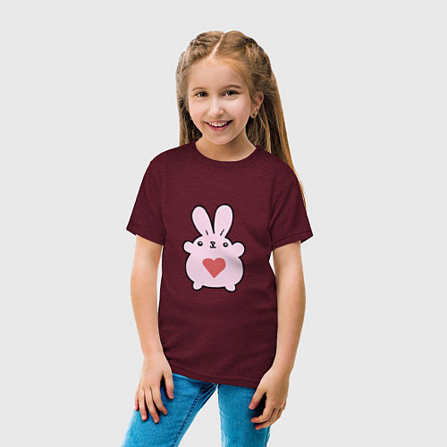Детская футболка Heart Rabbit / Меланж-бордовый – фото 4