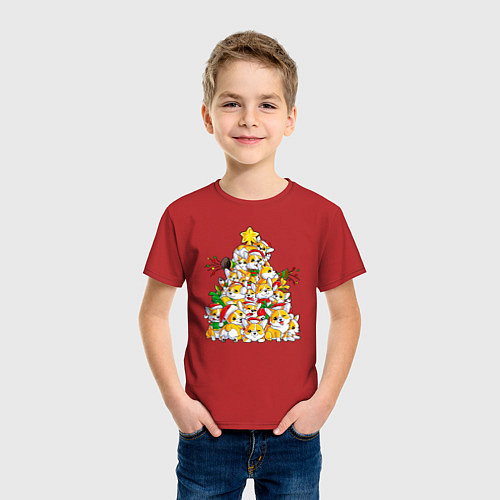 Детская футболка Елочка из корги / Красный – фото 3
