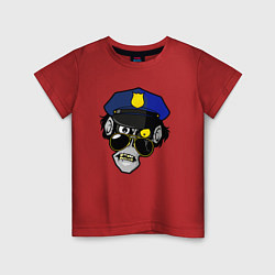 Футболка хлопковая детская Череп полицейского, цвет: красный