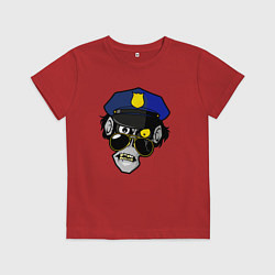 Футболка хлопковая детская Череп полицейского, цвет: красный