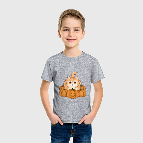 Детская футболка Котик на Хэллоуин / Меланж – фото 3