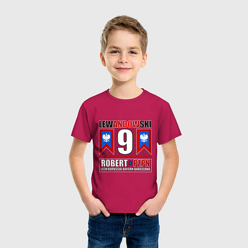 Детская футболка Роберт Левандовски сборная Польши / Маджента – фото 3