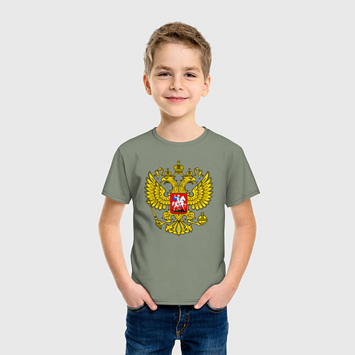 Детская футболка Герб России - прозрачный фон / Авокадо – фото 3