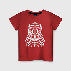 Футболка хлопковая детская Гитара-скелет, цвет: красный