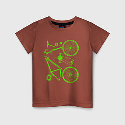 Футболка хлопковая детская Детали велосипеда, цвет: кирпичный