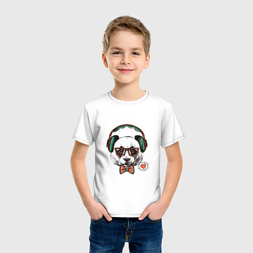 Детская футболка Bear with headphones / Белый – фото 3