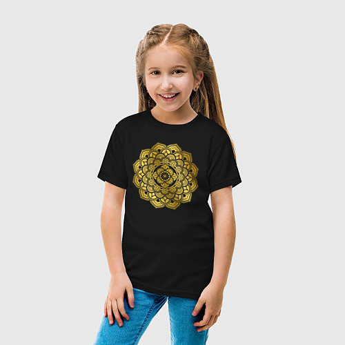 Детская футболка Золотая мандала - Удача / Черный – фото 4
