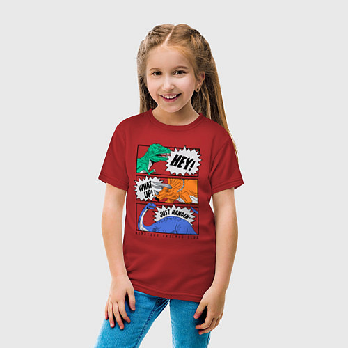 Детская футболка Поп арт говорящие динозавры / Красный – фото 4