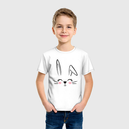 Детская футболка Веселый Заяц, контурная мордочка / Белый – фото 3