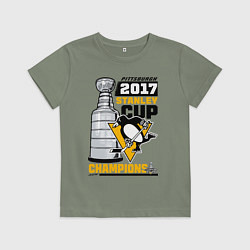 Футболка хлопковая детская Питтсбург Пингвинз НХЛ, цвет: авокадо