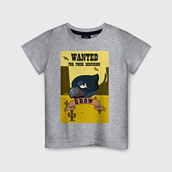 Футболка хлопковая детская Wanted Crow, цвет: меланж