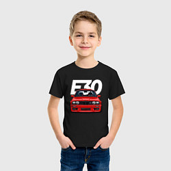 Футболка хлопковая детская BMW E30, цвет: черный — фото 2