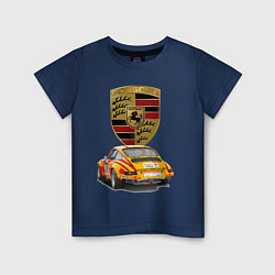 Футболка хлопковая детская Porsche - Motorsport - racing team, цвет: тёмно-синий