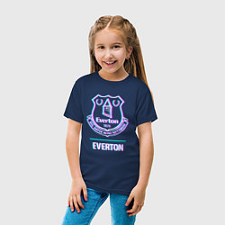 Футболка хлопковая детская Everton FC в стиле glitch, цвет: тёмно-синий — фото 2