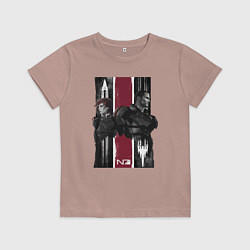 Футболка хлопковая детская Mass Effect N7 - Shepard, цвет: пыльно-розовый
