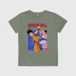 Футболка хлопковая детская Dragon Ball - Сон Гоку - Удар, цвет: авокадо