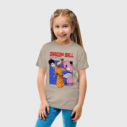 Детская футболка Dragon Ball - Сон Гоку - Удар / Миндальный – фото 4