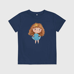 Футболка хлопковая детская Милая принцесса с кудряшками, цвет: тёмно-синий