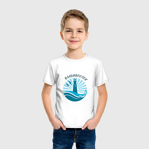 Детская футболка Владивосток - маяк / Белый – фото 3
