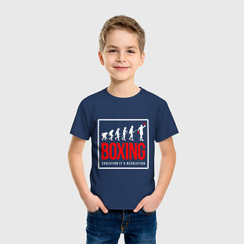 Детская футболка Boxing evolution its revolution / Тёмно-синий – фото 3