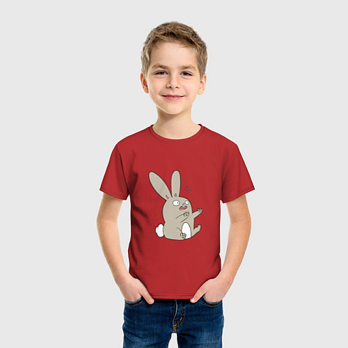 Детская футболка Испуганный кролик / Красный – фото 3