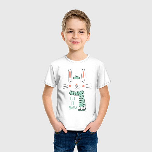 Детская футболка Let it snow, rabbit in green beret / Белый – фото 3