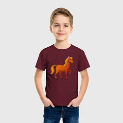 Футболка хлопковая детская Добрый конь, цвет: меланж-бордовый — фото 2