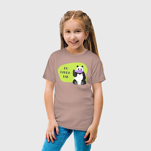 Детская футболка Панда - No pandamia / Пыльно-розовый – фото 4