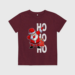 Футболка хлопковая детская Through the snow, Santa Claus, dabbing, цвет: меланж-бордовый