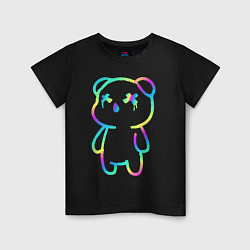 Футболка хлопковая детская Cool neon bear, цвет: черный