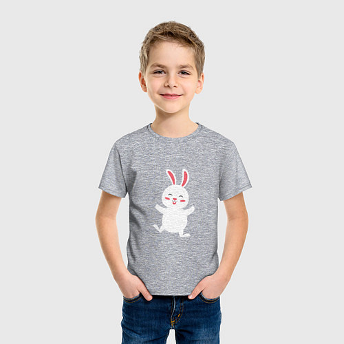 Детская футболка Белый зайка / Меланж – фото 3