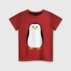 Футболка хлопковая детская Красивый пингвин, цвет: красный