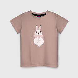 Футболка хлопковая детская Cute white rabbit, цвет: пыльно-розовый