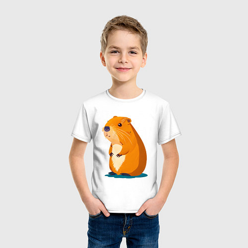 Детская футболка Капибара - рисунок / Белый – фото 3