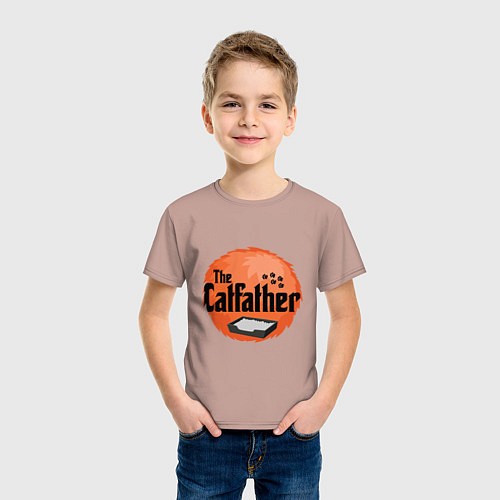 Детская футболка Cat father / Пыльно-розовый – фото 3