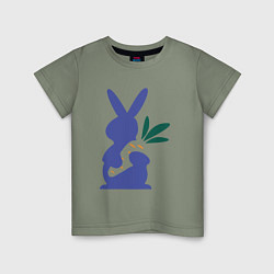 Футболка хлопковая детская Синий кролик, цвет: авокадо