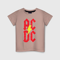 Футболка хлопковая детская AC DC logo, цвет: пыльно-розовый