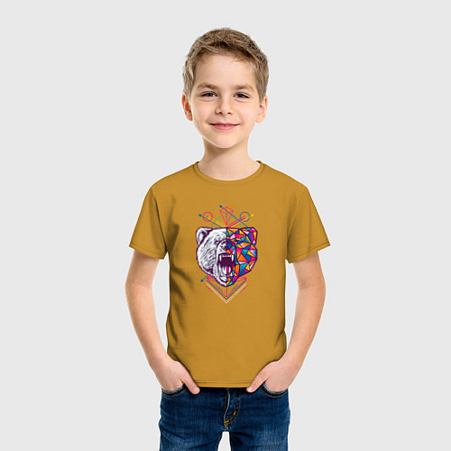 Детская футболка BEAR геометрия / Горчичный – фото 3